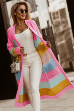 Load image into Gallery viewer, Color Block Open Front Drop Shoulder Duster Cardigan with Pockets