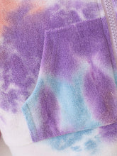 Load image into Gallery viewer, Girls Tie-Dye Zip Up Terrycloth Hooded Jacket