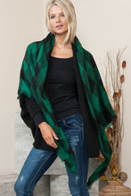 Load image into Gallery viewer, Justin Taylor Plaid Raw Hem Scarf in Green/Black