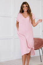 Load image into Gallery viewer, P & Rose Plot Twist Full Size T-Shirt Dress with Pockets in Rose