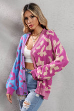 Load image into Gallery viewer, Leopard Button Front Ribbed Trim Cardigan