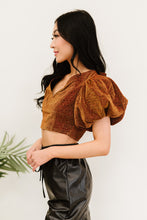 Load image into Gallery viewer, PRIVY Glitter Puff Sleeve Cropped Top