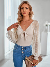Load image into Gallery viewer, Swiss Dot Raglan Sleeve Tied Top