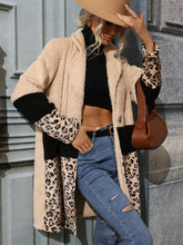 Load image into Gallery viewer, Leopard Color Block Longline Teddy Coat