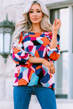 Load image into Gallery viewer, Geometric Flounce Sleeve Blouse