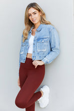 Load image into Gallery viewer, Andree by Unit Full Size Pearl Trim Cropped Denim Jacket
