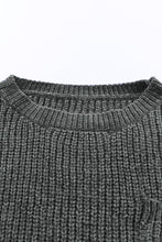 Load image into Gallery viewer, Distressed Rib-Knit Sweater with Breast Pocket
