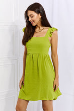 Load image into Gallery viewer, Culture Code Sunny Days Full Size Empire Line Ruffle Sleeve Dress in Lime