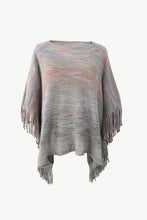Load image into Gallery viewer, Heathered Boat Neck Fringed Poncho