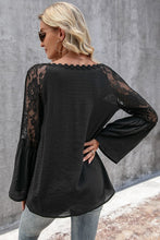 Load image into Gallery viewer, V-Neck Spliced Lace Flare Sleeve Top