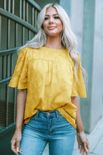 Load image into Gallery viewer, Round Neck Puff Sleeve Blouse