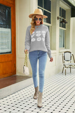 Load image into Gallery viewer, Woven Right Lip Graphic Slit Dropped Shoulder Sweater