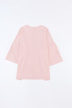 Load image into Gallery viewer, Round Neck Ribbed Long Sleeve Blouse with Pocket
