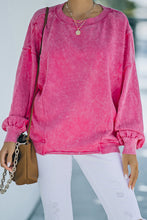 Load image into Gallery viewer, Acid Wash Dropped Shoulder Round Neck Sweatshirt