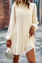 Load image into Gallery viewer, Tied Ruffle Collar Puff Sleeve Mini Dress