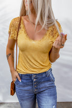 Load image into Gallery viewer, Spliced Lace Scoop Neck T-Shirt