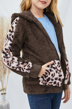 Load image into Gallery viewer, Kids Leopard Zip-Up Hooded Jacket with Pockets
