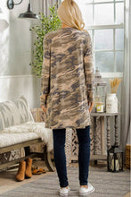 Load image into Gallery viewer, Heimish Full Size Camouflage Print Open Front Cardigan