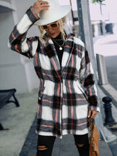 Load image into Gallery viewer, Plaid Lapel Collar Longline Jacket with Pockets