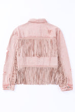 Load image into Gallery viewer, Distressed Fringe Detail Denim Jacket