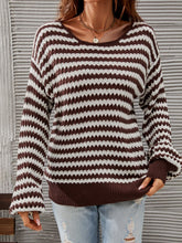 Load image into Gallery viewer, Striped Dropped Shoulder Tie-Back Sweater