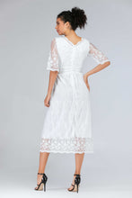 Load image into Gallery viewer, Scalloped Lace Half Sleeve Midi Dress