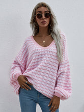 Load image into Gallery viewer, Striped Horizontal Ribbing Scoop Neck Sweater
