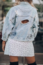 Load image into Gallery viewer, Distressed Drop Shoulder Denim Jacket