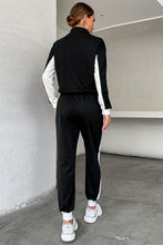 Load image into Gallery viewer, Striped Half Zip Cropped Sweatshirt and Joggers Set