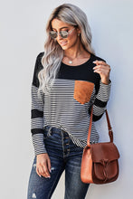 Load image into Gallery viewer, Striped Contrast Round Neck Long Sleeve Top
