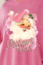 Load image into Gallery viewer, Plus Size Santa Graphic Round Neck Long Sleeve Slit Sweatshirt