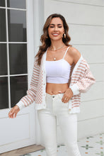 Load image into Gallery viewer, Button-Down Stripe & Plaid Contrast Pattern Cardigan