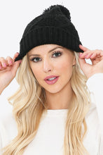 Load image into Gallery viewer, Justin Taylor Pom-Pom Trim Cuffed Knit Beanie