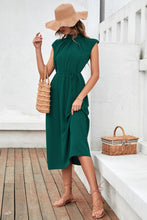 Load image into Gallery viewer, Mock Neck Tied Cap Sleeve Dress