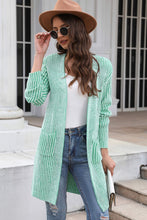 Load image into Gallery viewer, Open Front Dropped Shoulder Pocket Longline Cardigan