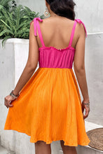 Load image into Gallery viewer, Two-Tone Tie-Shoulder Frill Trim Dress
