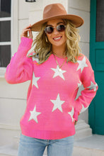 Load image into Gallery viewer, Star Pattern Dropped Shoulder Ribbed Trim Sweater
