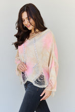 Load image into Gallery viewer, POL Mix It Up Tie Dye Hooded Distressed Sweater in Ivory/Pink