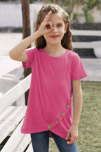 Load image into Gallery viewer, Girls Buttoned Tulip Hem T-Shirt