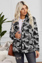 Load image into Gallery viewer, Printed Button Detail Teddy Jacket with Pockets