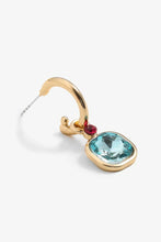 Load image into Gallery viewer, Crystal C-Hoop Drop Earrings