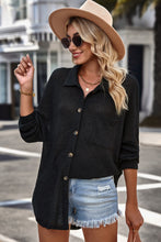 Load image into Gallery viewer, Waffle-Knit Collared Neck Dropped Shoulder Shirt