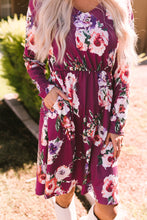 Load image into Gallery viewer, Floral Long Sleeve V-Neck Dress with Pockets