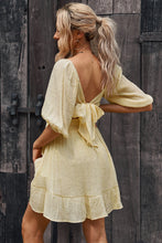 Load image into Gallery viewer, Tie-Back Ruffled Hem Square Neck Mini Dress