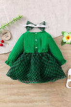 Load image into Gallery viewer, Girls Checkered Bow Detail Spliced Dress