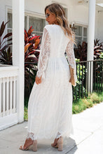Load image into Gallery viewer, Scalloped Hem Flounce Sleeve Lace V-Neck Maxi Dress