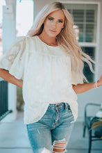Load image into Gallery viewer, Round Neck Puff Sleeve Blouse