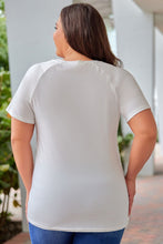 Load image into Gallery viewer, Plus Size Printed Contrast Round Neck Tee Shirt