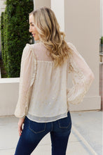 Load image into Gallery viewer, Mine and E&M Glitter Frill Trim Tie Neck Blouse