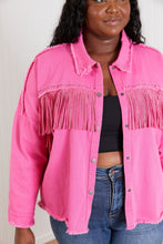 Load image into Gallery viewer, GeeGee Southwest Full Size Rhinestone Fringe Detail Shirt Jacket